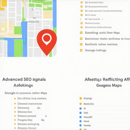 Infographic illustrating complex local SEO signals impacting Google Maps rankings.