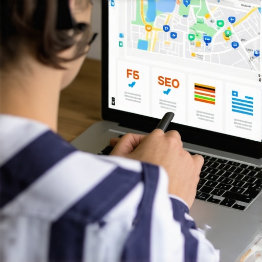 Person working on local map SEO analysis with tools and charts
