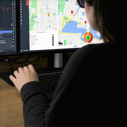 Person reviewing local SEO and map ranking metrics on a laptop