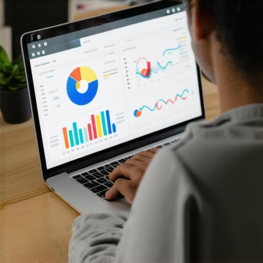 A person analyzing local SEO data on a laptop with charts and graphs.