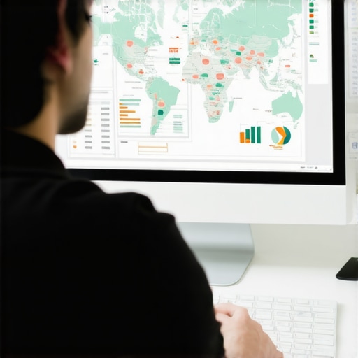 Analyzing Map SEO Data Person using SEO tools to analyze local map rankings