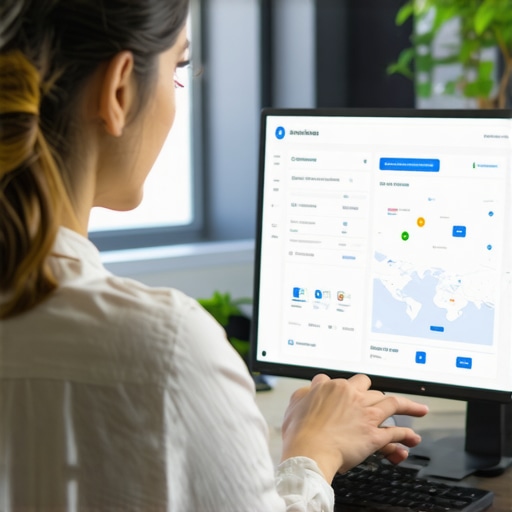 Business owner reviewing map and SEO analytics to improve local search rankings.