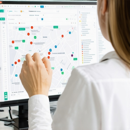 Individual reviewing local SEO analytics on a computer screen