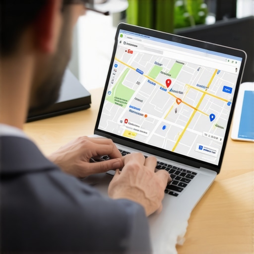 Person optimizing Google Map listing with SEO tools on a laptop