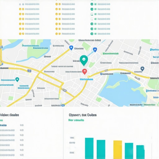Map Optimization Dashboard Screenshot of a map optimization dashboard with analytics and business data