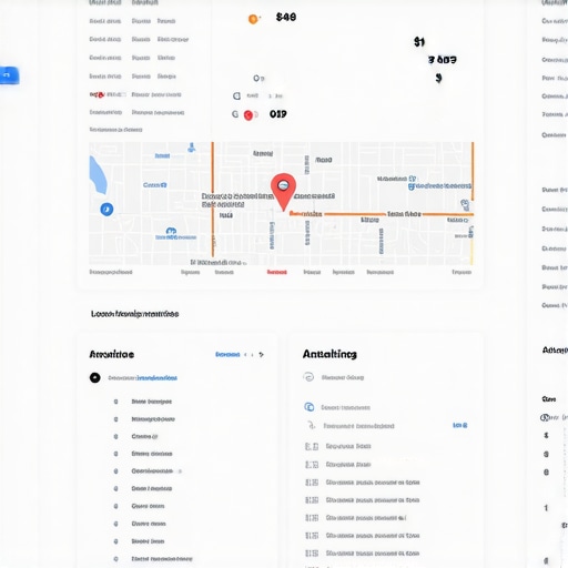 Dashboard with map analytics showing local ranking factors