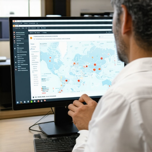 Business owner analyzing and correcting map listing data on computer screen.