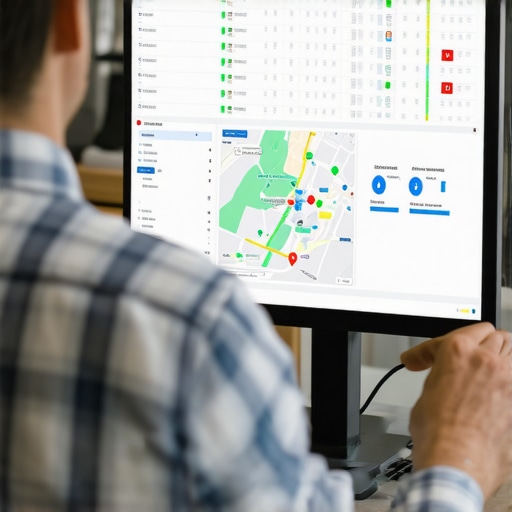 Business owner analyzing map data on a computer